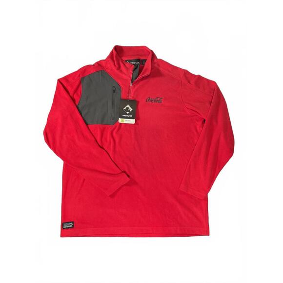 New Dri-Duck Red and Gray Coca-Cola Men's Fleece 1/4 Zip Pullover Size Large - Picture 1 of 7